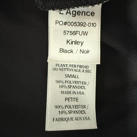 L’Agence Kinley Velvet Square Neck Top Black Small Stretch Long Sleeve - Picture 7 of 8